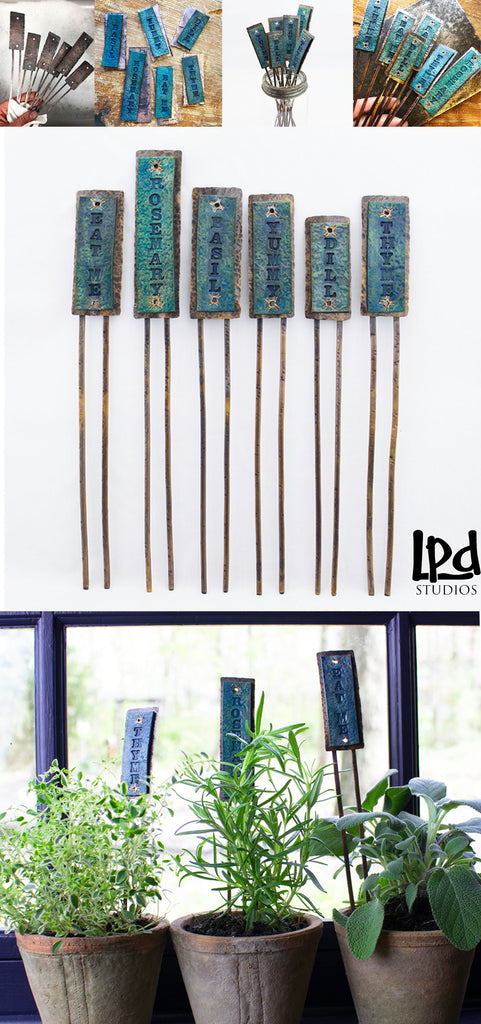 LPDstudios Blog: What's New - Distressed Copper and Leather Herb Markers