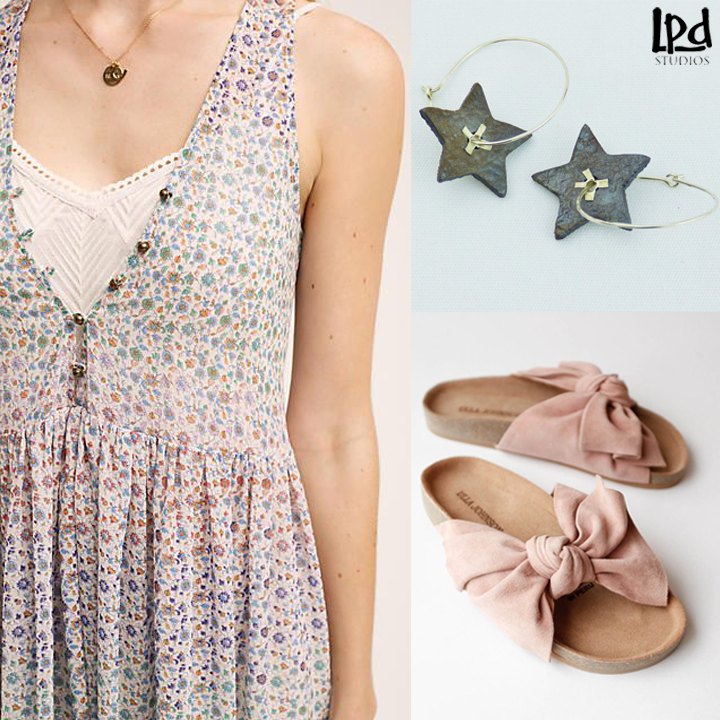 LPDstudios Blog: Style - Distressed Silver Leather Star and Sterling Silver Hoop Earrings