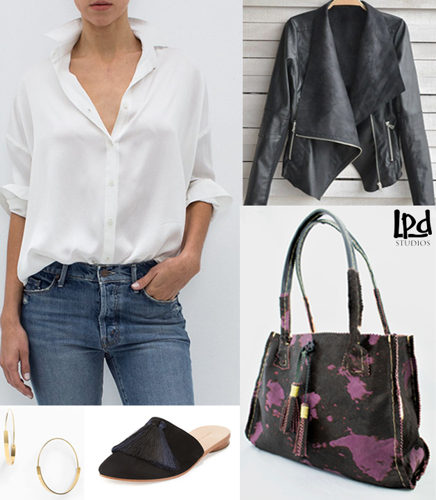 LPDstudios: Style - Overdyed Purple Plum Brindle Fur Leather Tote with Tassels