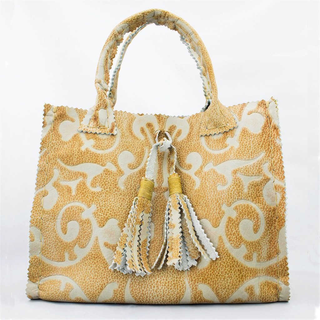 LPDstudios Blog: What's New - Tapestry Printed Leather Small Tote with Handmade Tassels