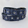 Distressed Cadet Blue Vintage Leather Belt with Flowers, Stainless Steel Rivets and Buckle