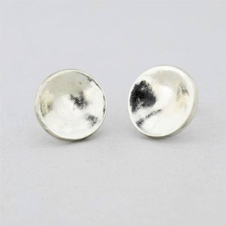 Saucer Shaped Earrings of Fine Silver with Sterling Silver Posts