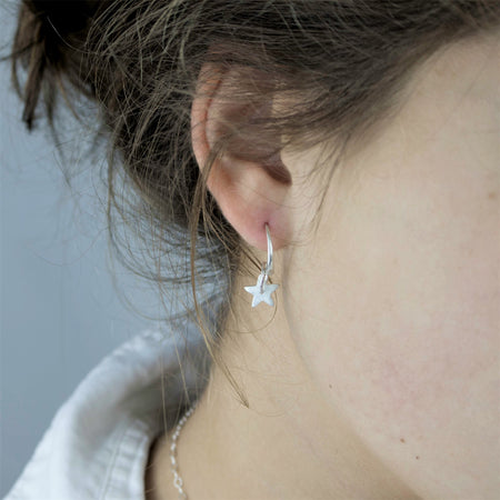 Heavenly Star Fine Silver Earrings with Silken Sheen