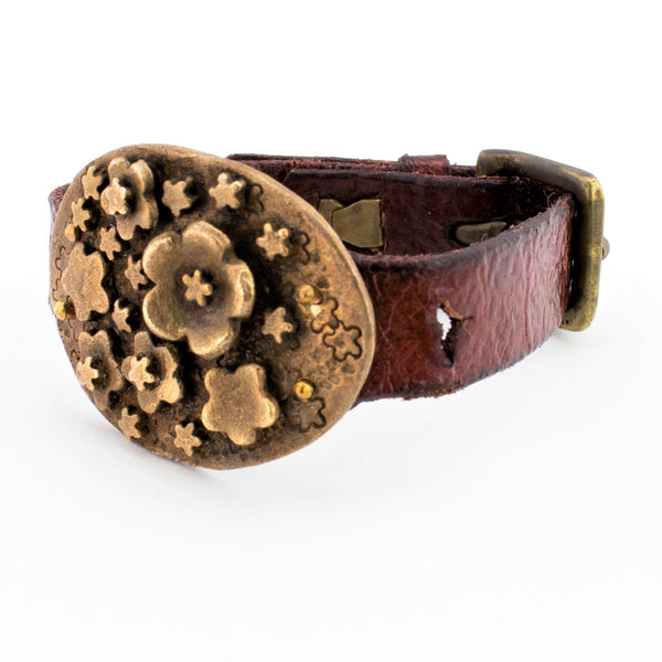 Distressed Antique Red Vintage Leather Belt with Hearts, Brass Rivets –  LPDstudios