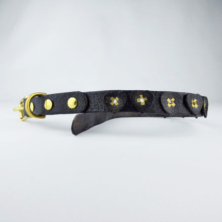 Hard as Nails Leather Pet 1 1/8" Width Collar with Heart Design