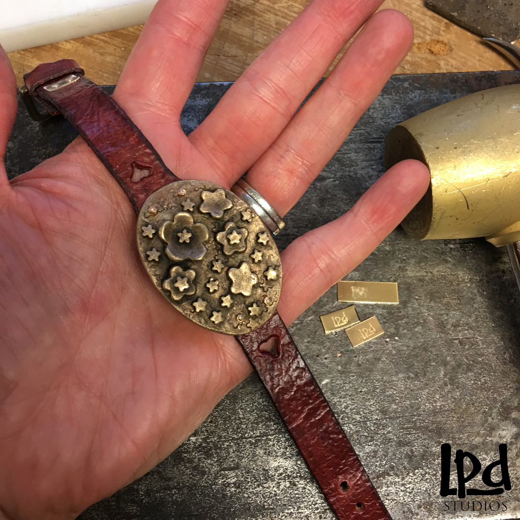 LPDstudios Blog: Behind the Scenes - Custom Bronze Flower Medallion Buckle Cuff