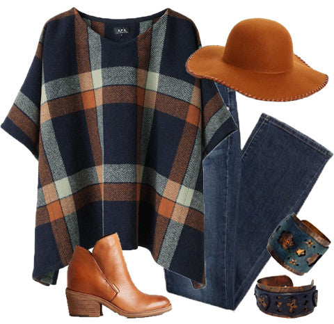 LPD Style: Plaid Poncho with Leather Cuffs