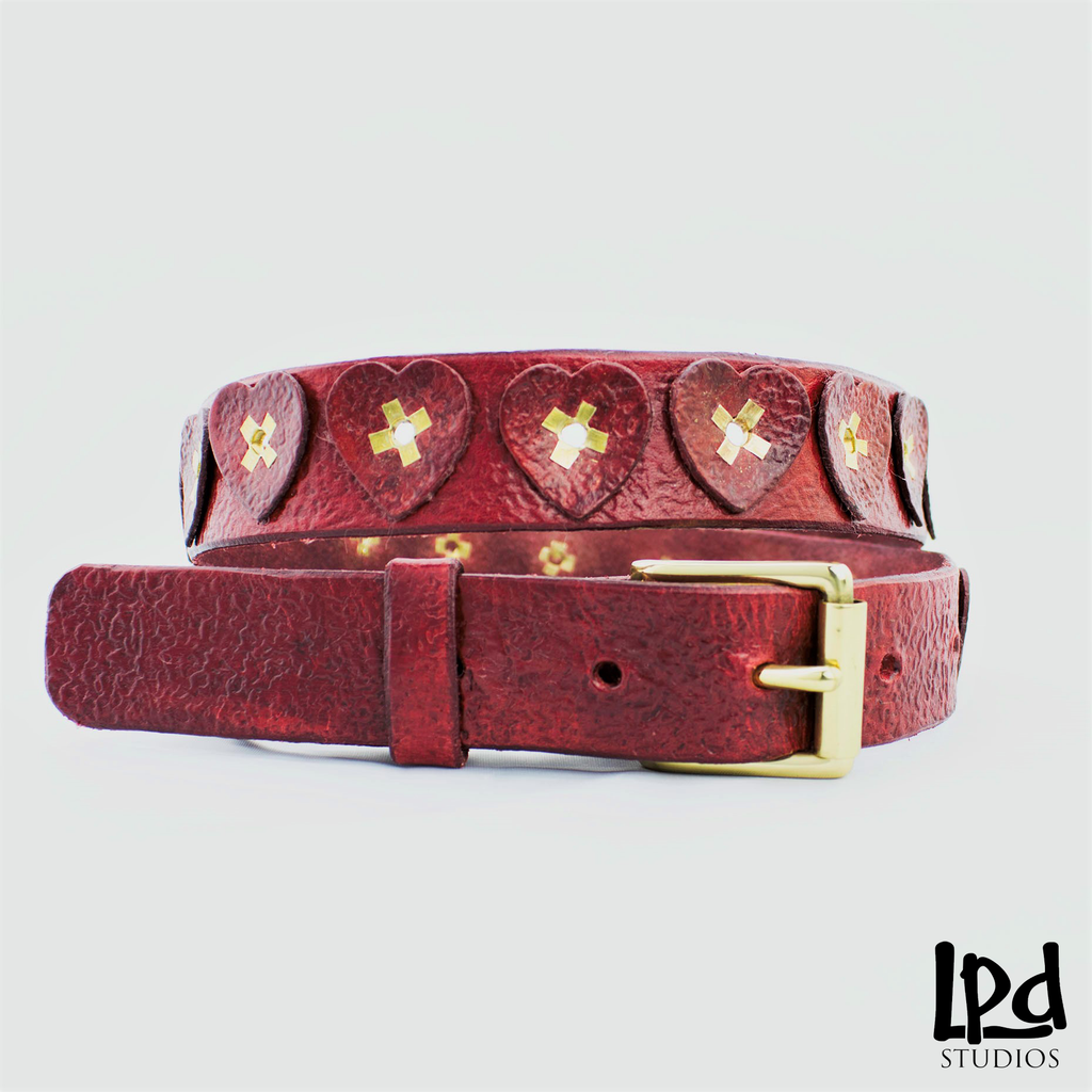 LPDstudios Blog: Behind the Scenes - Distressed Antique Leather Red Heart Belt