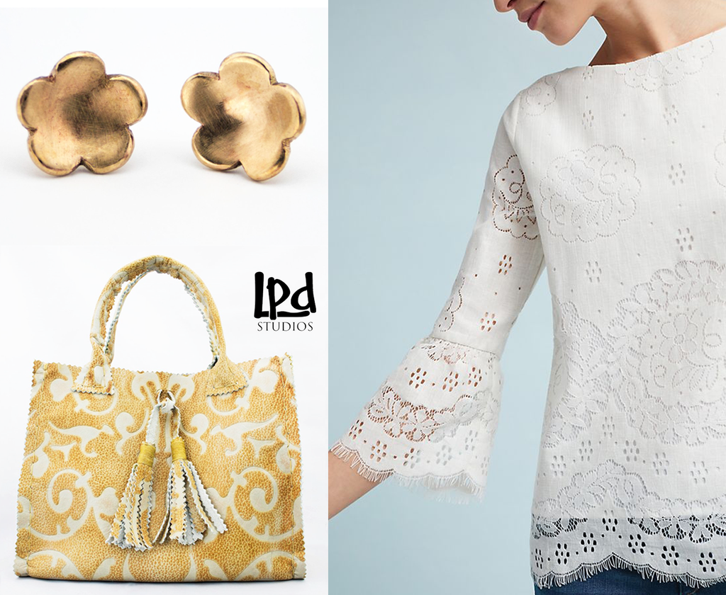LPDstudios Blog: Style - Lace, Tapestry and Gold Bronze Details - LPDstudios was created by designer artist Lisa Parmer Ditty. All of her designs are handcrafted in her Pennsylvania studio. She has merged her love of leather and metal.