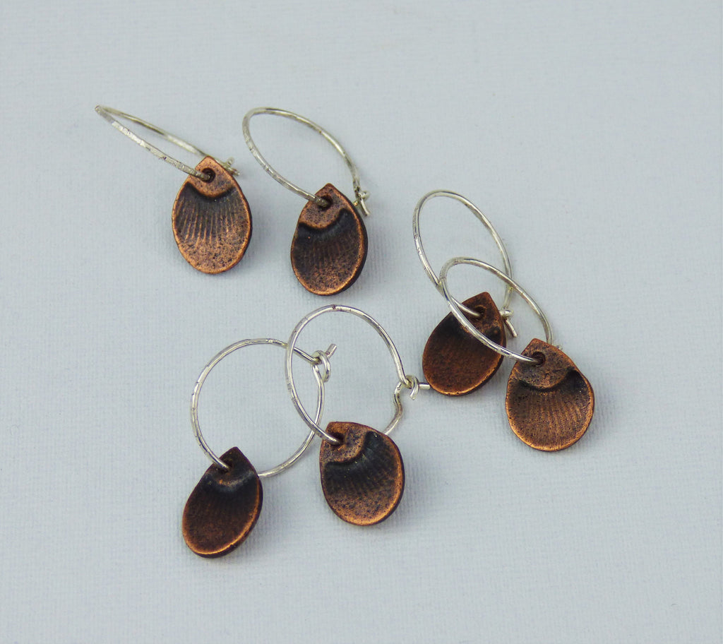 Copper Clay Feather Earrings