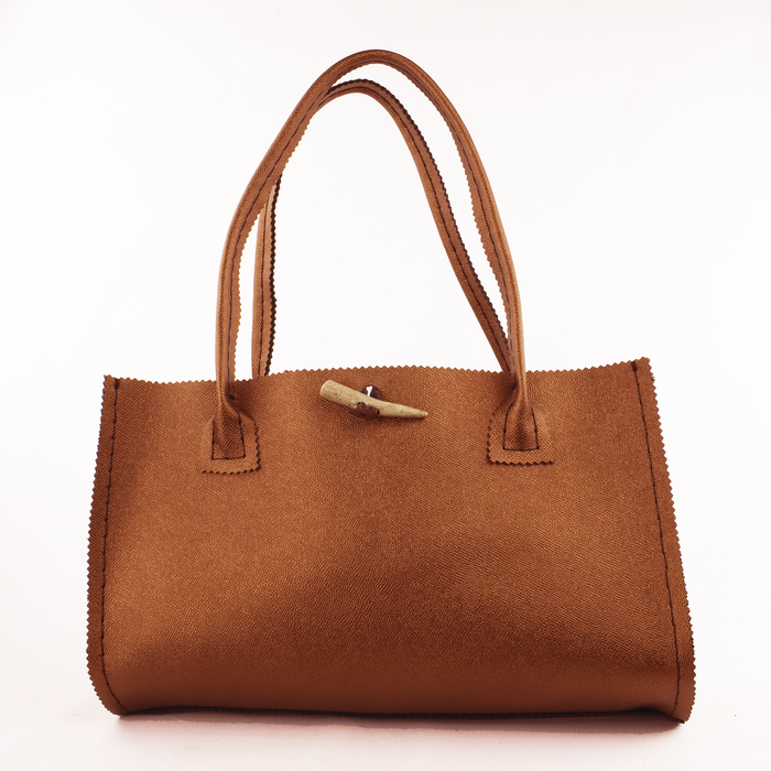 Copper Saffiano Leather Handbag with Two Birds