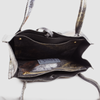 Black Leather Handbag with Gold, Silver and Copper Paint Motif