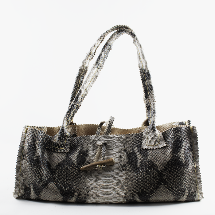 Distressed Python Snake Print Purse with Hand Tied Tassels