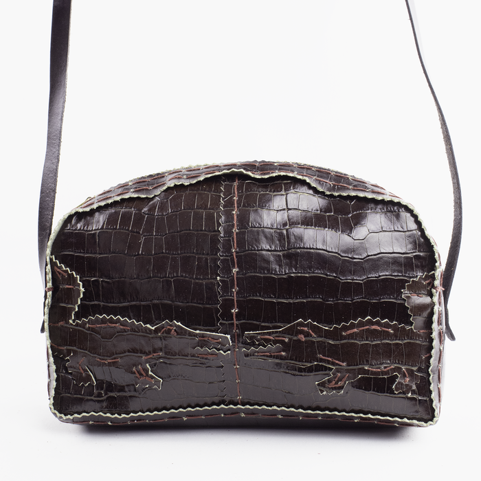 Hobo in Chocolate Brown Embossed Leather with Alligators