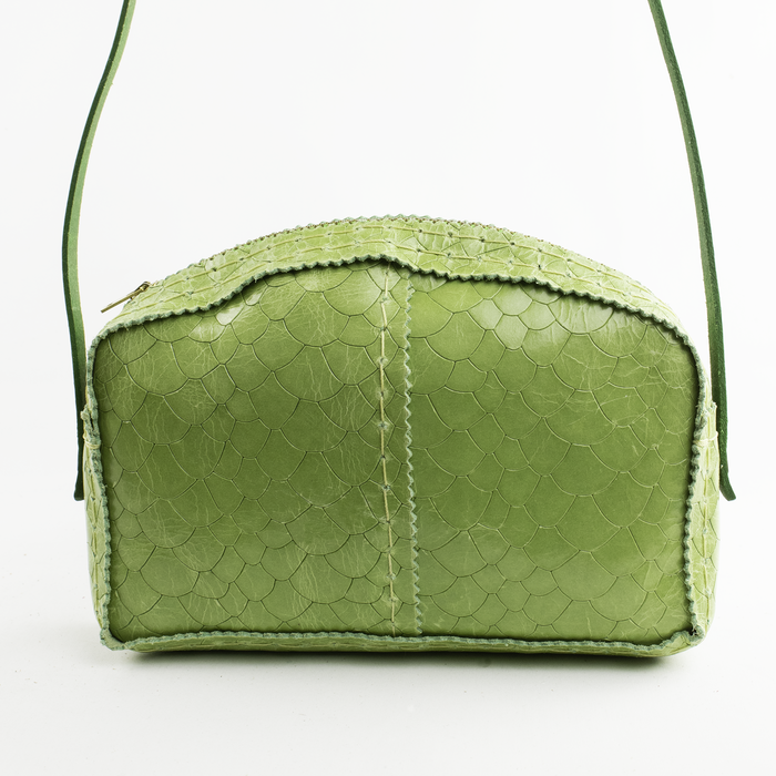 Apple Green Reptile Embossed Leather Hobo with Alligator