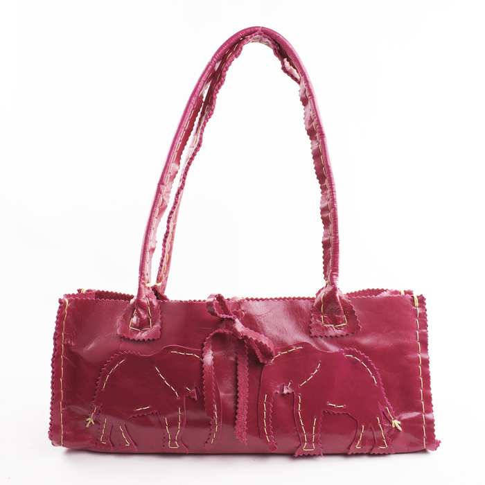 Geranium Pink Evening Purse with Elephants