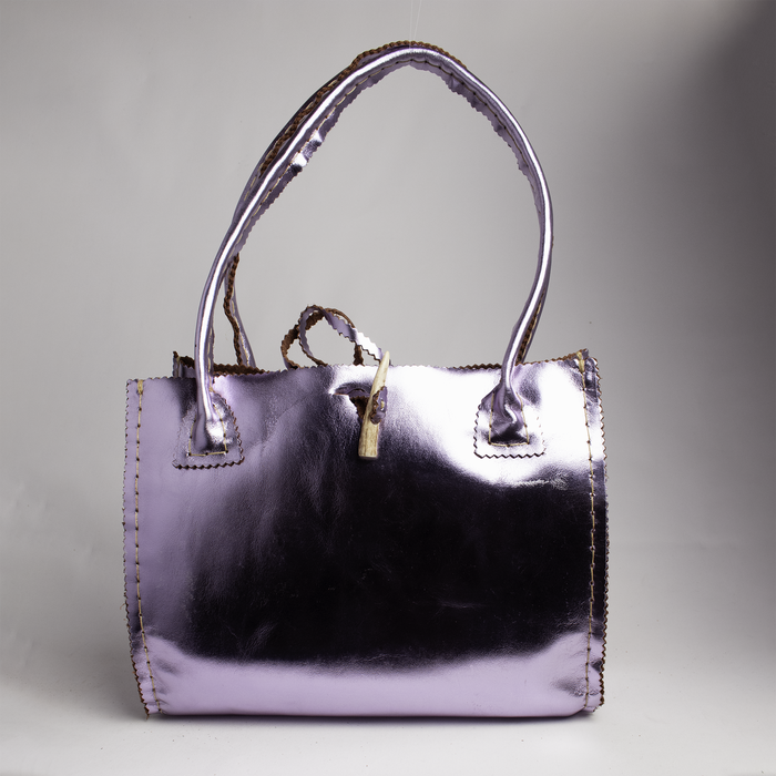 Metallic Lilac Purple Leather Purse with Pegasus Wings