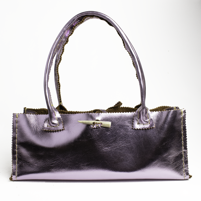 Metallic Lilac Purple Leather Purse with Pegasus Wings