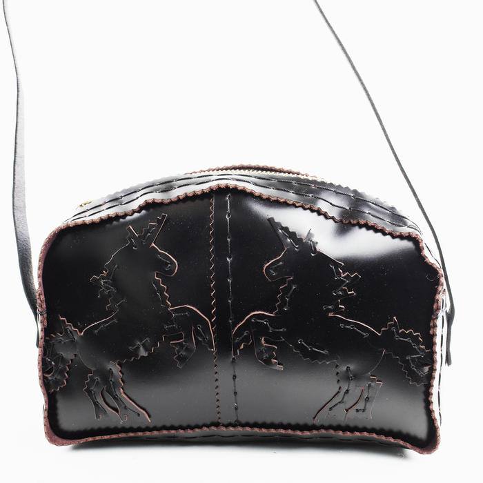 Black Unicorn Hobo in Black Box Leather