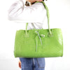 Apple Green Reptile Embossed Leather Tote with Alligator