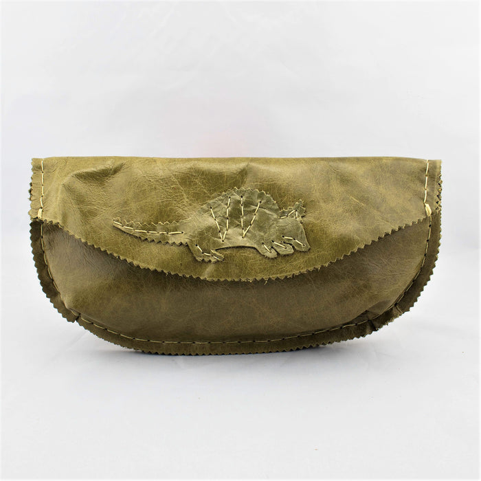 Hand Sewn Olive Green Armadillo Envelope Clutch in Leather