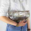 Silver Printed Leather Brindle Evening Clutch