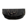 Black Distressed Leather Clutch with Branding Mark