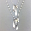 Custom Sharks Teeth Necklaces with Monogramming and Anniversary Dates in Sterling Silver and Leather