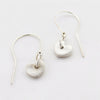 Swinging Hearts of Brushed Fine Silver with Decorative Sterling Silver Ear Wire