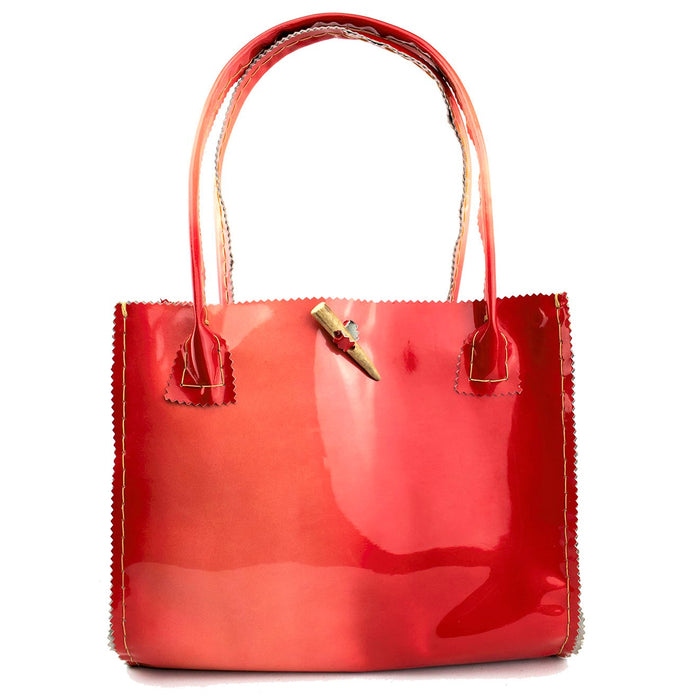 Cherry Red Tie Dye Patent Leather Purse with Heart