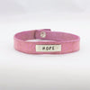 Sterling Silver Message of HOPE Distressed Pink Leather Bangle