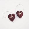 Leather Heart and Sterling Silver Earrings with Rivets