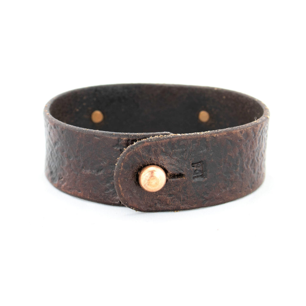 Vintage Leather Cuff With Distressed Custom Copper Nameplate – LPDstudios