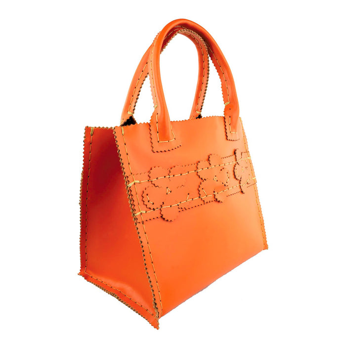 Mini Leather Shopper Tote with Floral Stripe