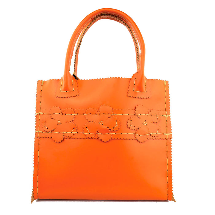 Mini Leather Shopper Tote with Floral Stripe