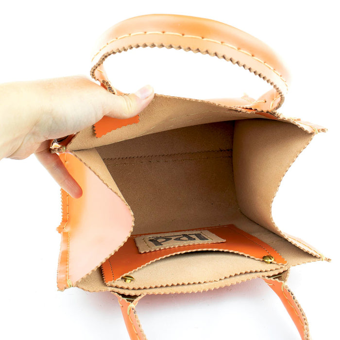 Mini Leather Shopper Tote with Floral Stripe
