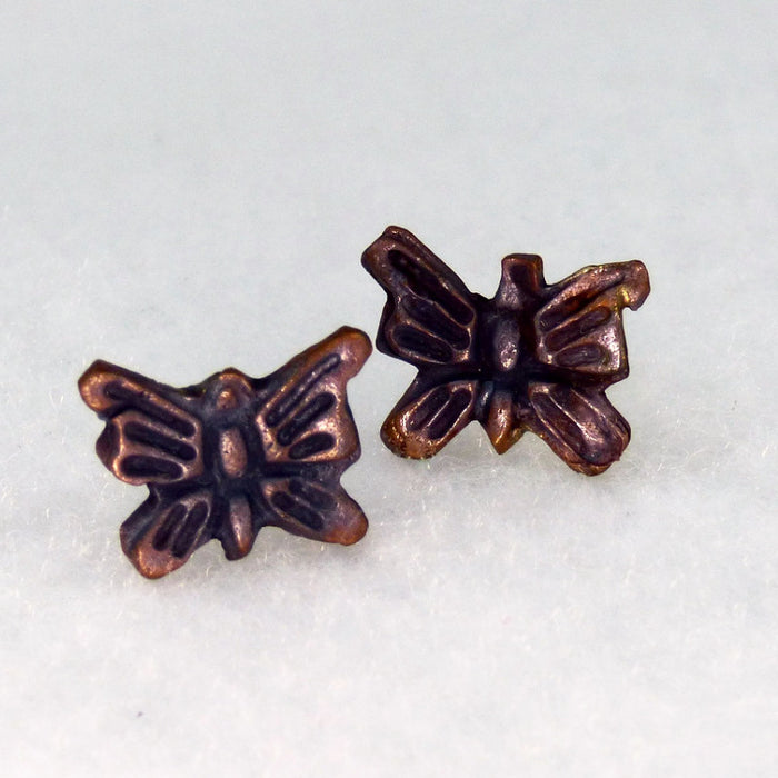 Brushed Bronze Square Earring Studs with Sterling Silver Posts