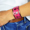 Pink Sorbet Leather and Copper Cuff with Hearts