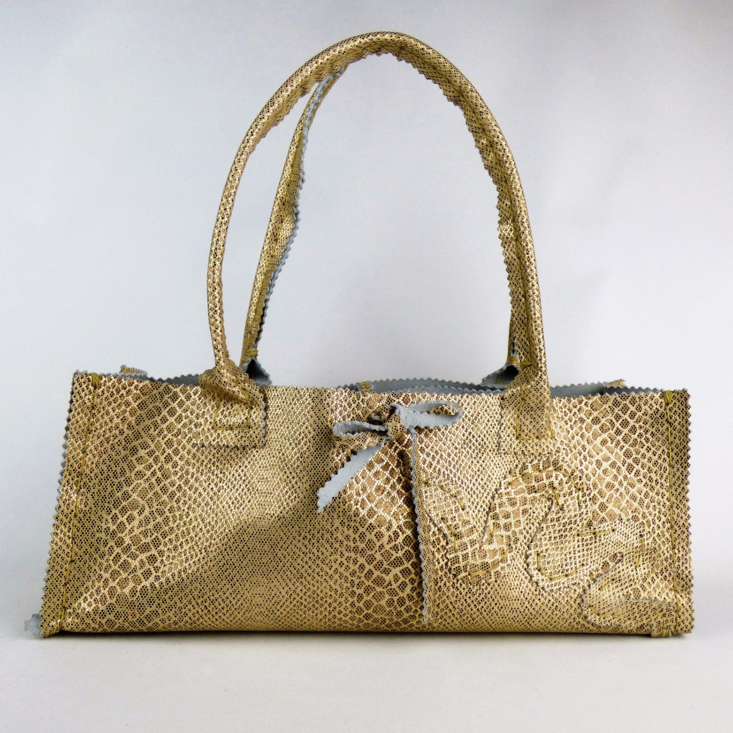 Gold and Brown Reptile Print Leather Night Out Tote with Snake– LPDstudios