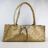 Gold and Brown Reptile Print Leather Night Out Tote with Snake