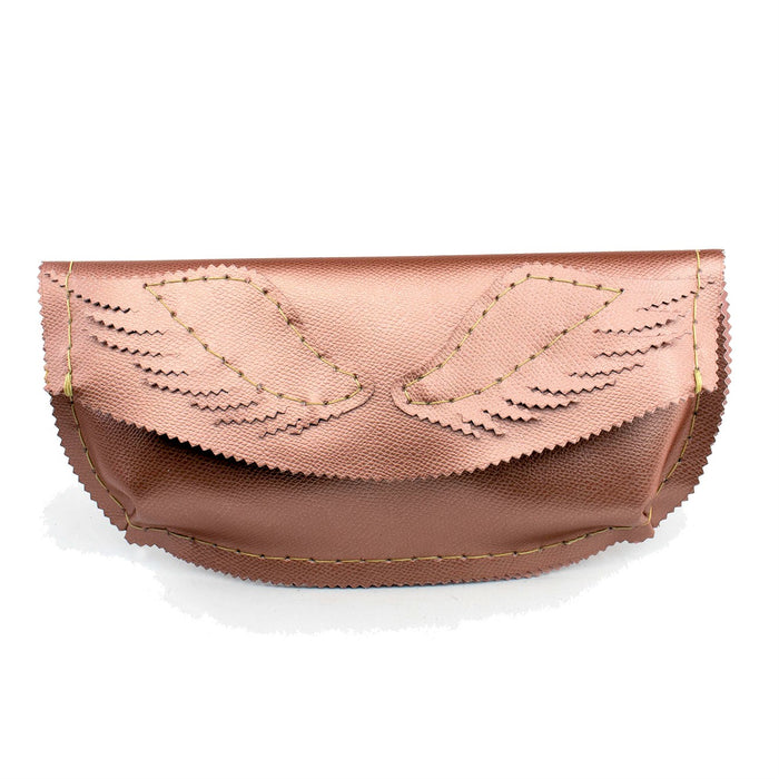 Pink Salmon Leather Envelope Clutch with Pegasus Wings