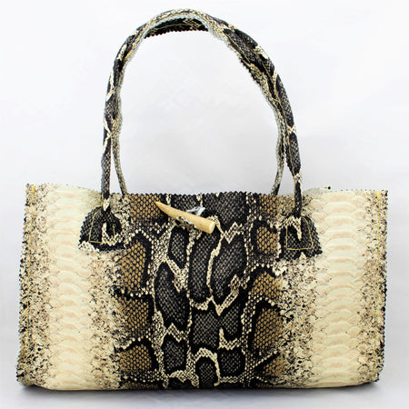 Python Snake Skin Printed Leather Purse with Hand Tied Tassels 