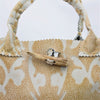 Tapestry Printed Leather Small Tote with Handmade Tassels