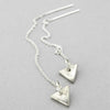 Fine Silver Triangle Drop Earrings on a Sterling Silver Cable Earring Chain