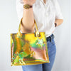 Unicorn and Stars Handbag in Holographic Gold Leather