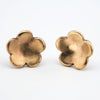 Gold Bronze Flower Earrings with Satin Finish and Sterling Silver Posts