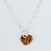 Copper Heart Pendant Necklace with Sterling Silver Heart Link Chain