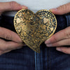Custom Brass Heart Belt Buckle with Etched Motif