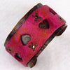 Pink Sorbet Leather and Copper Cuff with Hearts