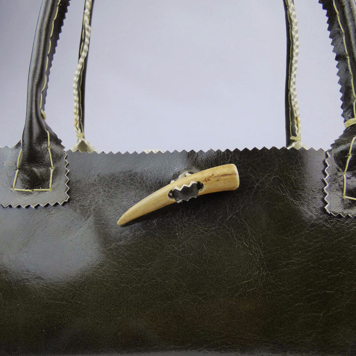 Ranger Green Handsewn Custom Leather Night Out Hangbag with Armadillos
